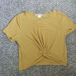 Front Knot Striped Crop Top